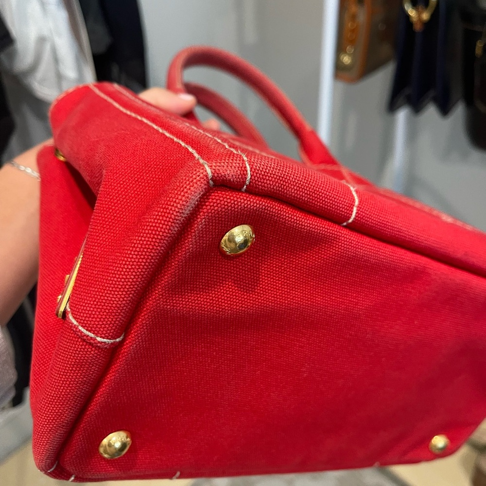 Prada Red Canvas Tote Bag - Picture 12 of 16